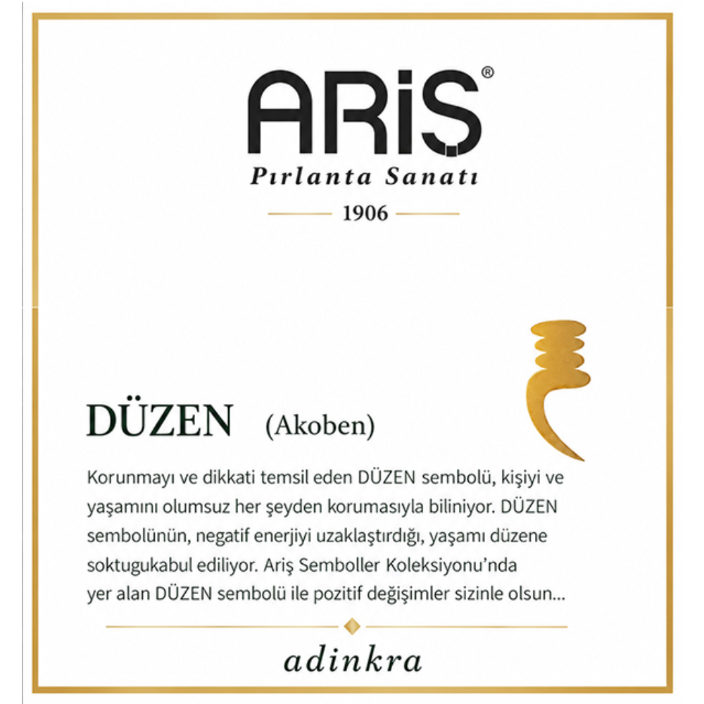 Düzen (Akoben) Sembol Adinkra Altın Kolye
