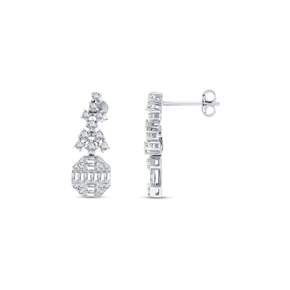 1.14 Karat Pırlanta Baget Küpe