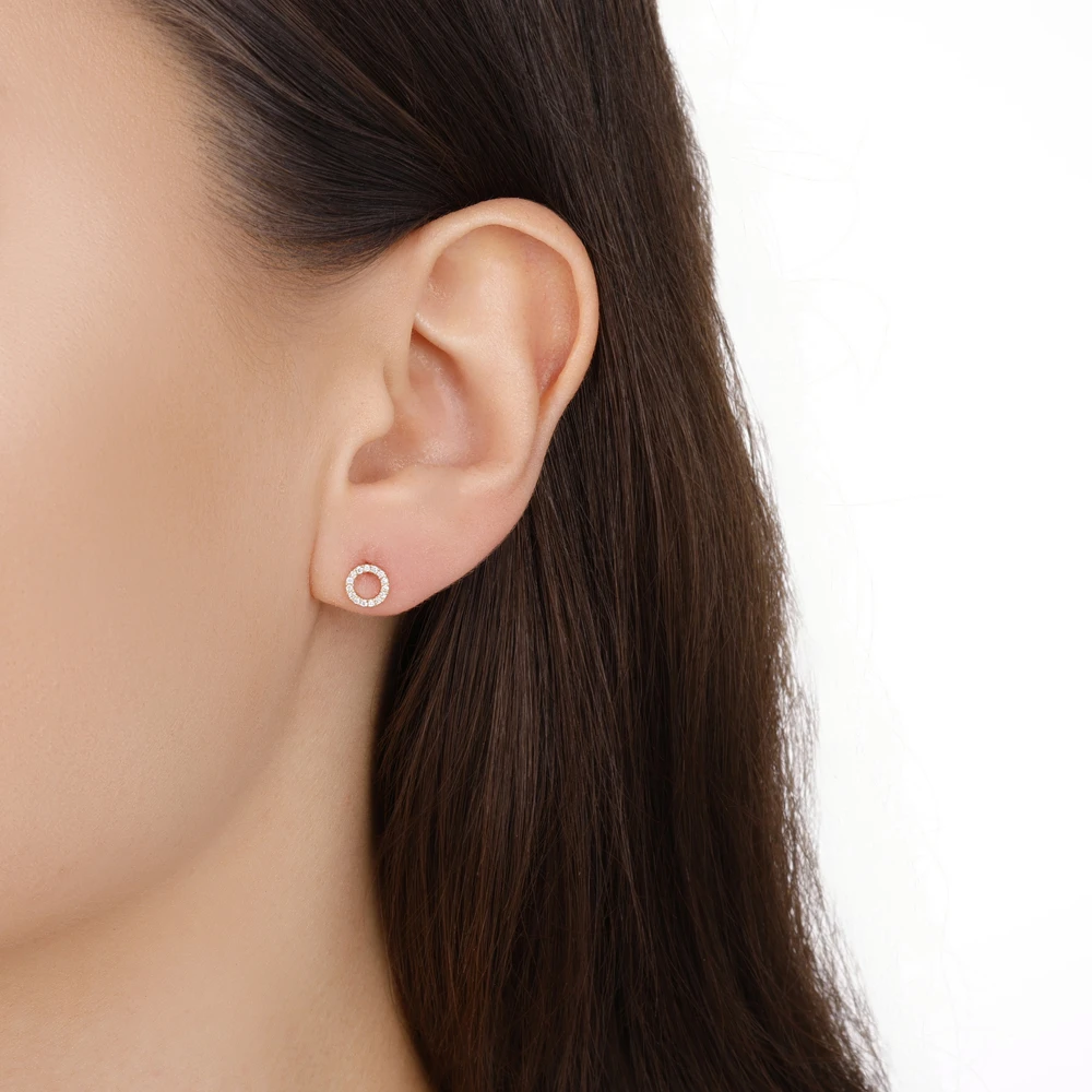 0.11 Karat Pırlanta Çember Model Küpe