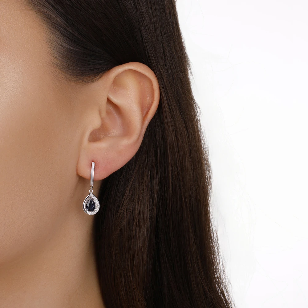 1.25 Karat Pırlanta Safir Küpe