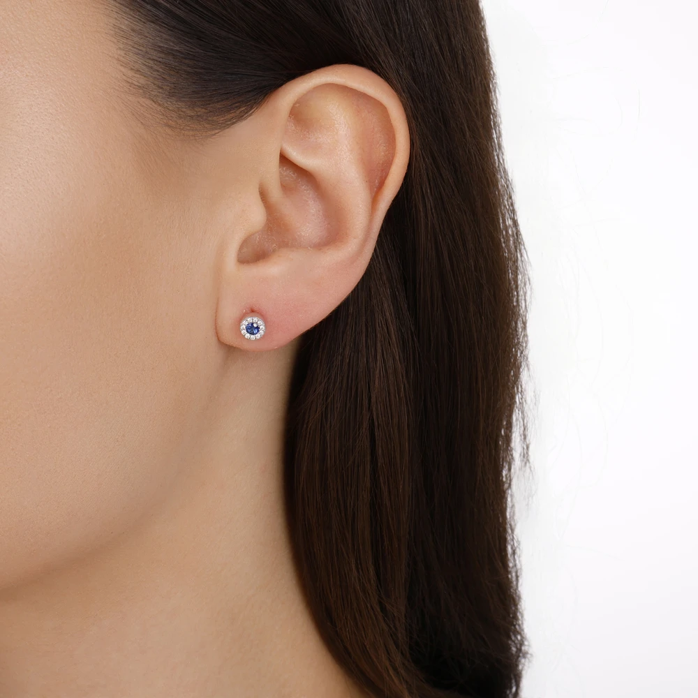 Pırlanta Safir Küpe