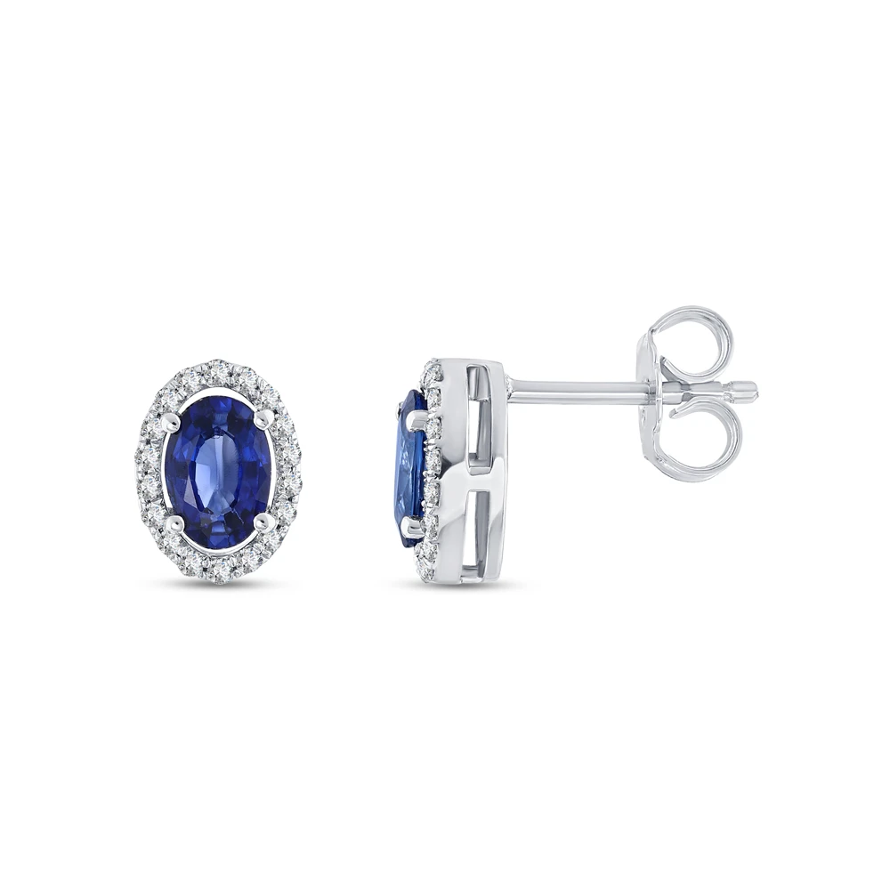 1.22 Karat Safir Oval Pırlanta Küpe