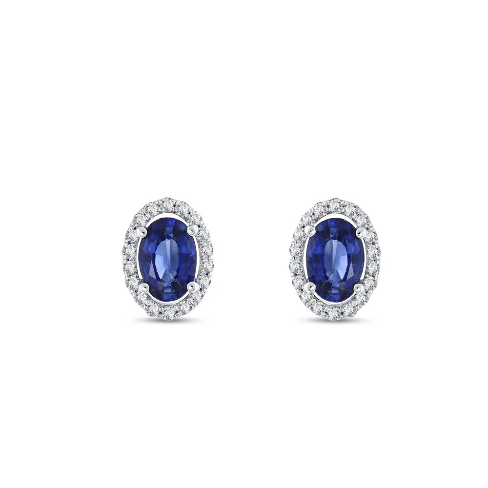 1.22 Karat Safir Oval Pırlanta Küpe