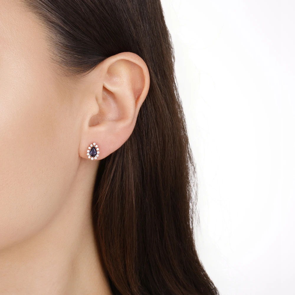 Damla Safir Pırlanta Küpe