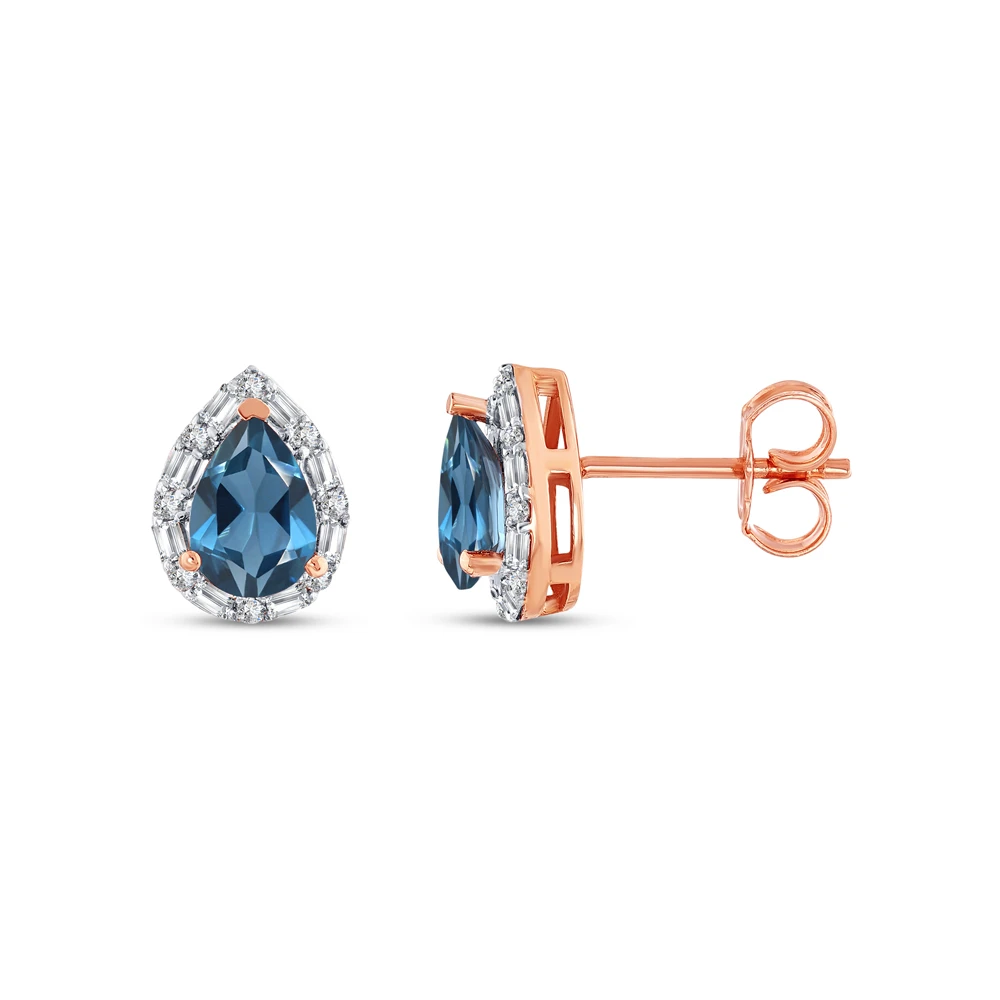 1.70 Karat Damla London Topaz Blue Küpe