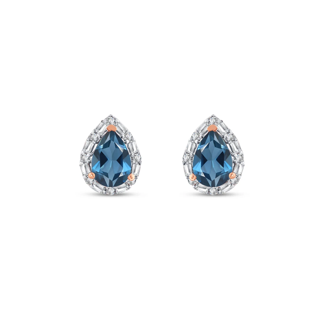1.70 Karat Damla London Topaz Blue Küpe