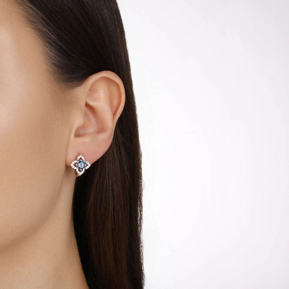 London Topaz Blue Pırlanta Şans Küpe