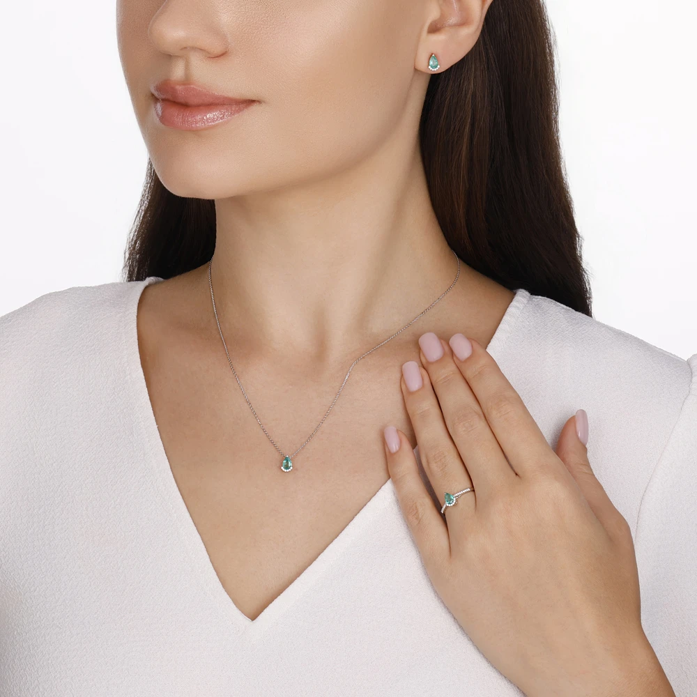 Damla Kesim Pırlanta Zümrüt Kolye