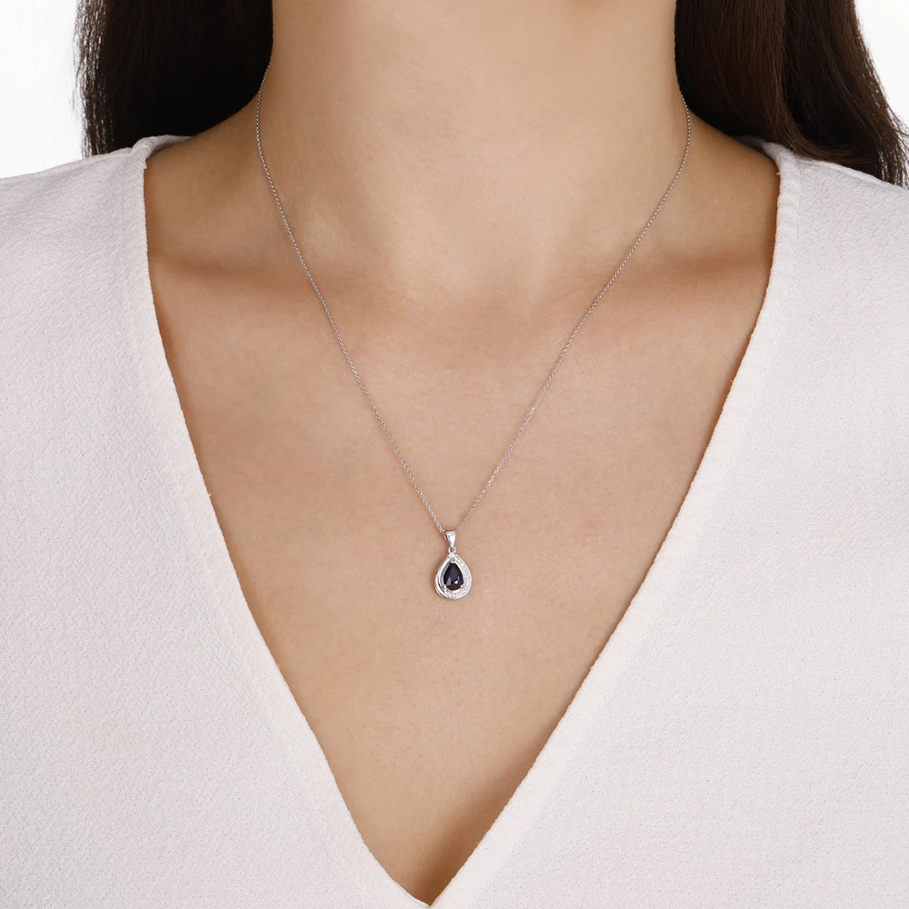 0.71 Karat Damla Safir Pırlanta Kolye