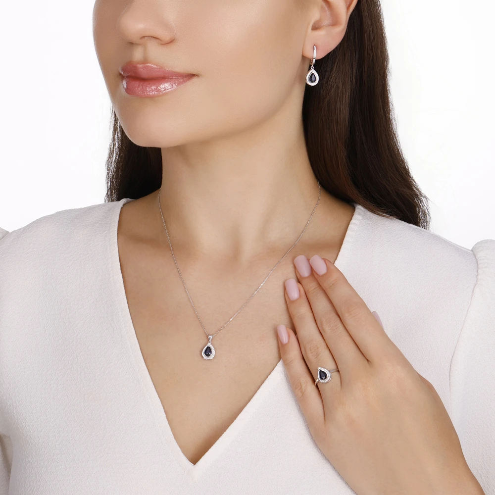 1.25 Karat Pırlanta Safir Küpe