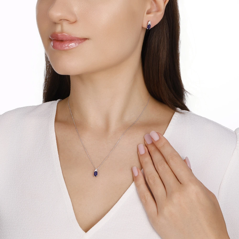 1.77 Karat Pırlanta Safir Küpe