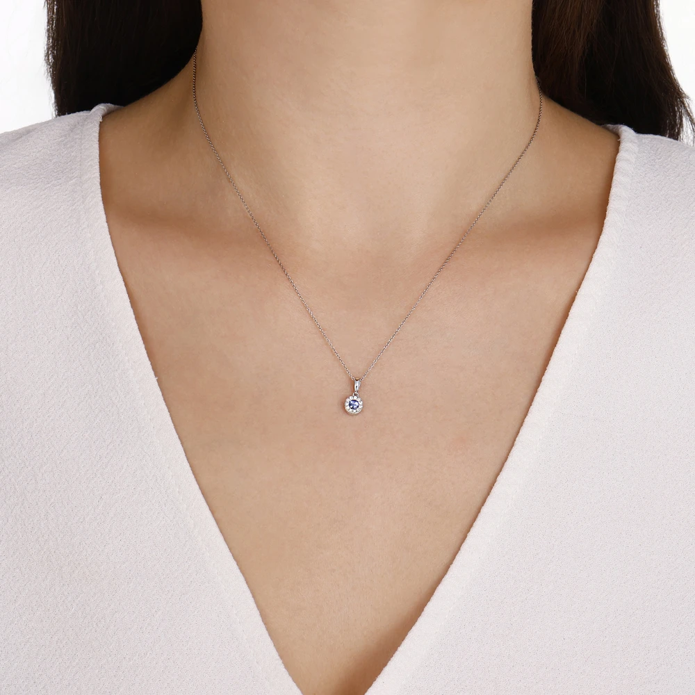 0.20 Karat Pırlanta Safir Kolye