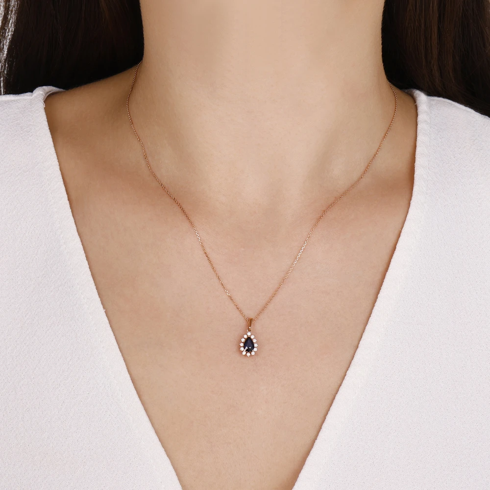 0.54 Karat Damla Safir Kolye