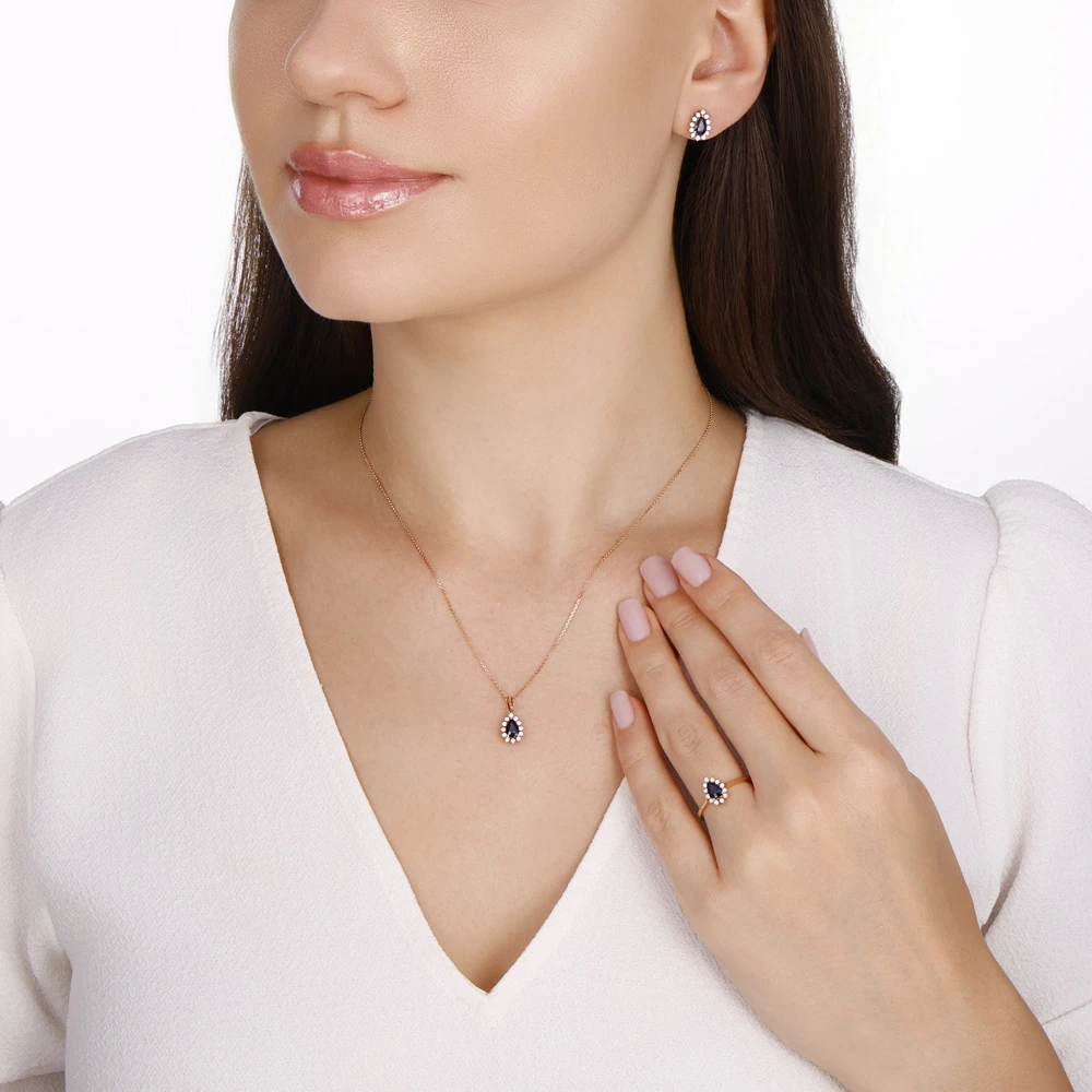 0.54 Karat Damla Safir Kolye