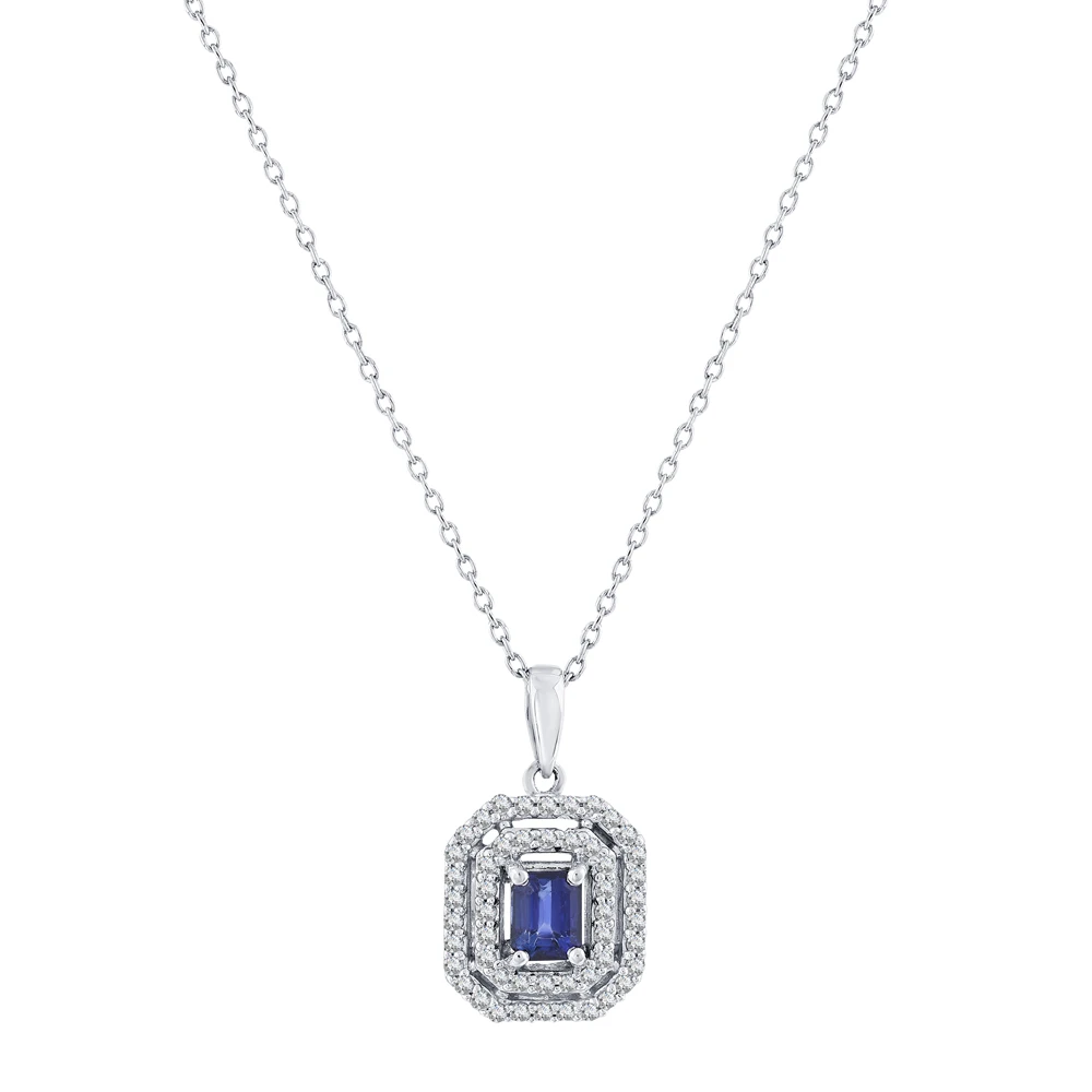 0.60 Karat Pırlanta Safir Kolye