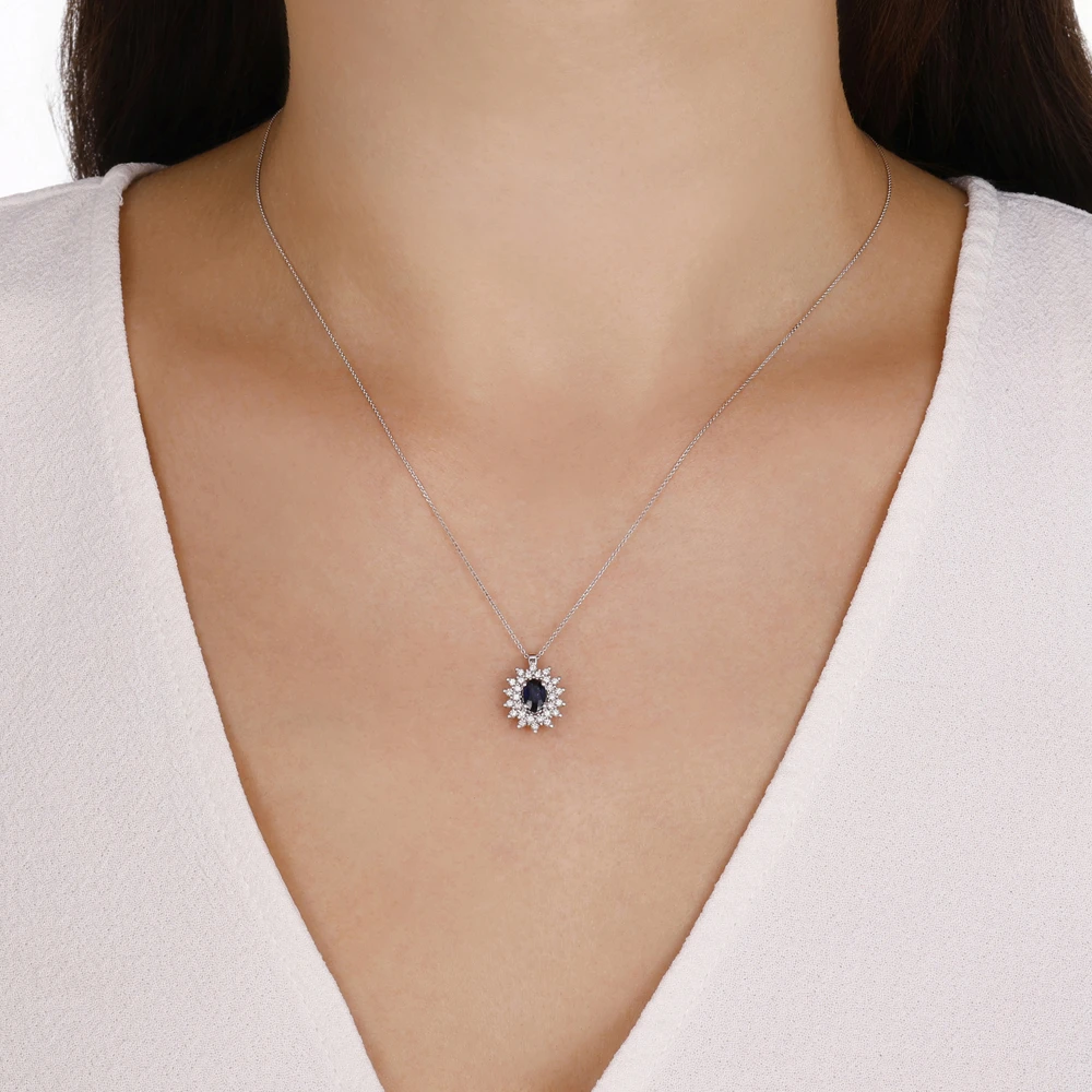 0.60 Karat Safir Pırlanta Kolye