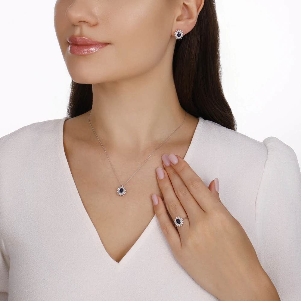 0.60 Karat Safir Pırlanta Kolye