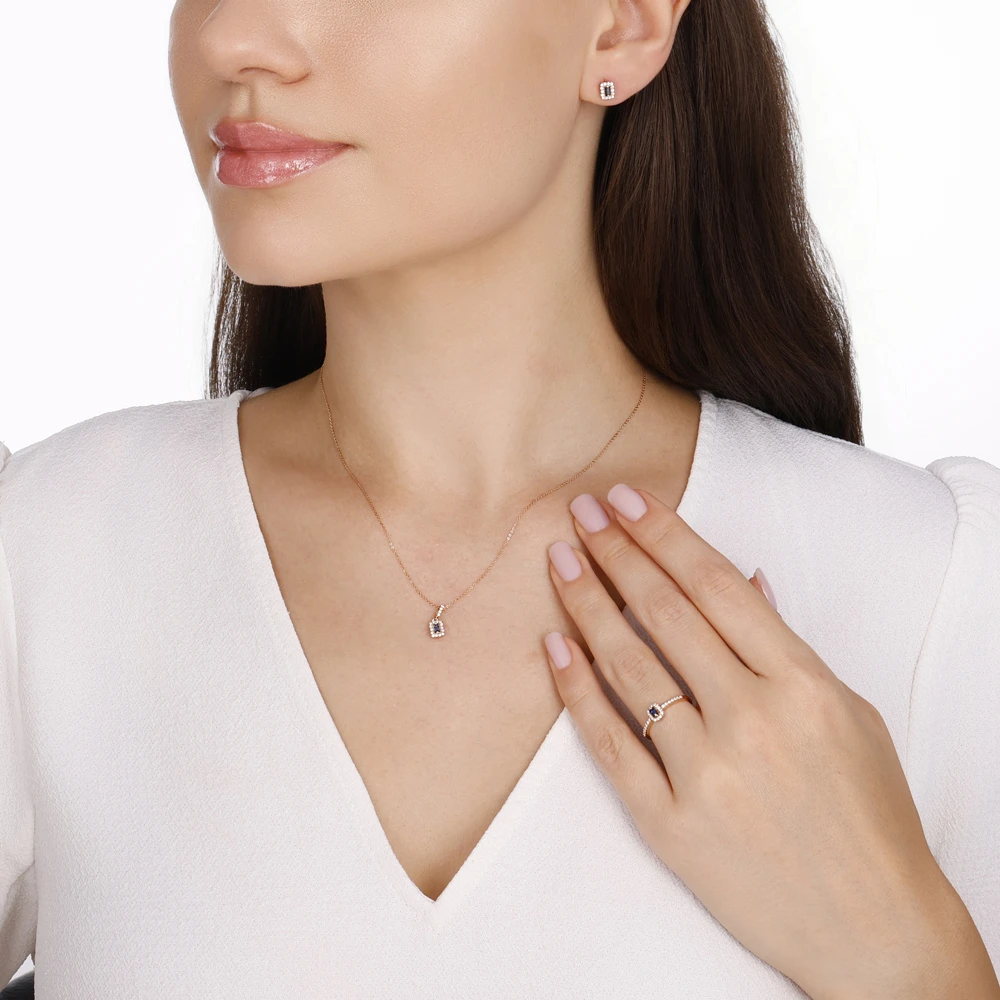 0.15 Karat Safir Pırlanta Kolye