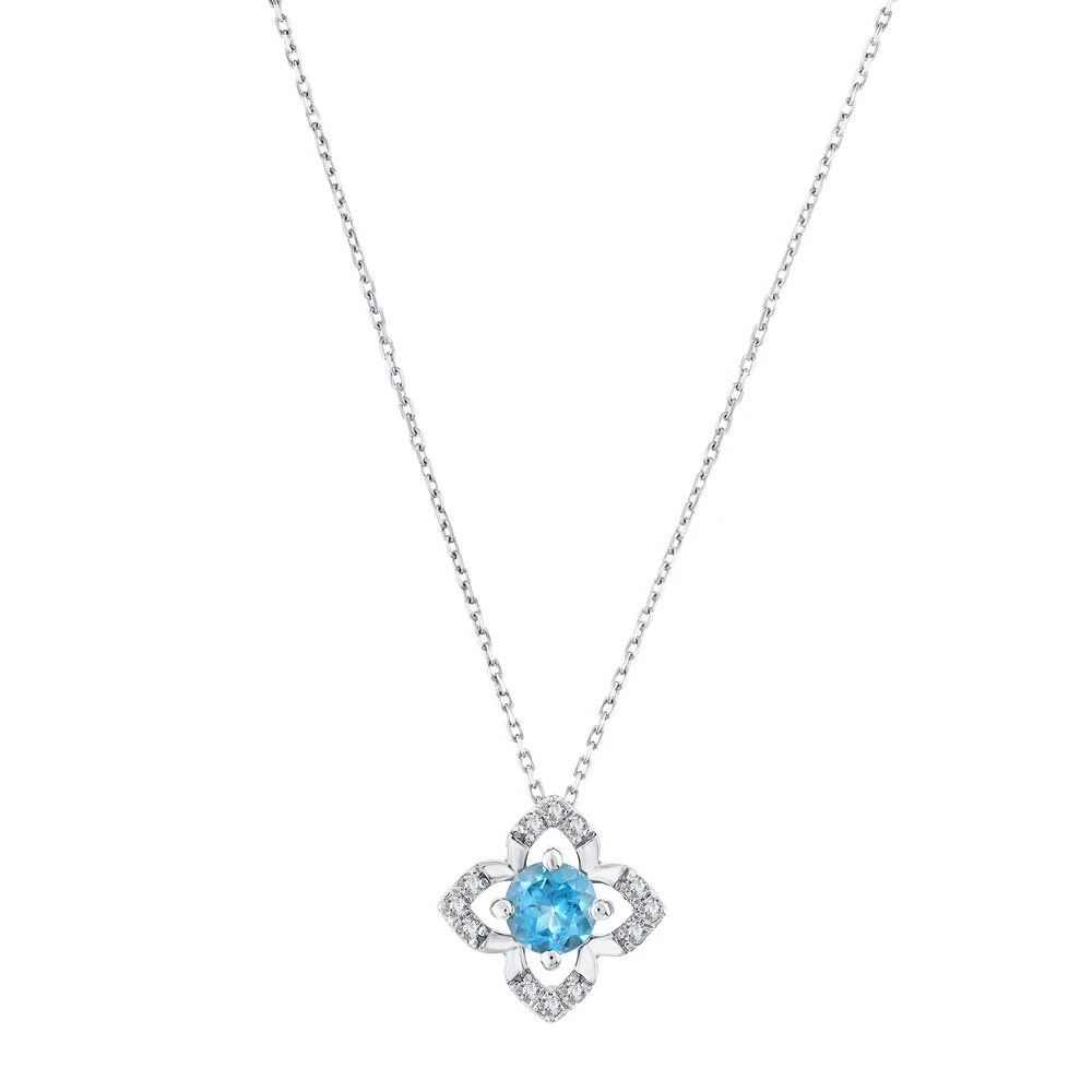 Yonca London Blue Topaz Pırlanta Kolye