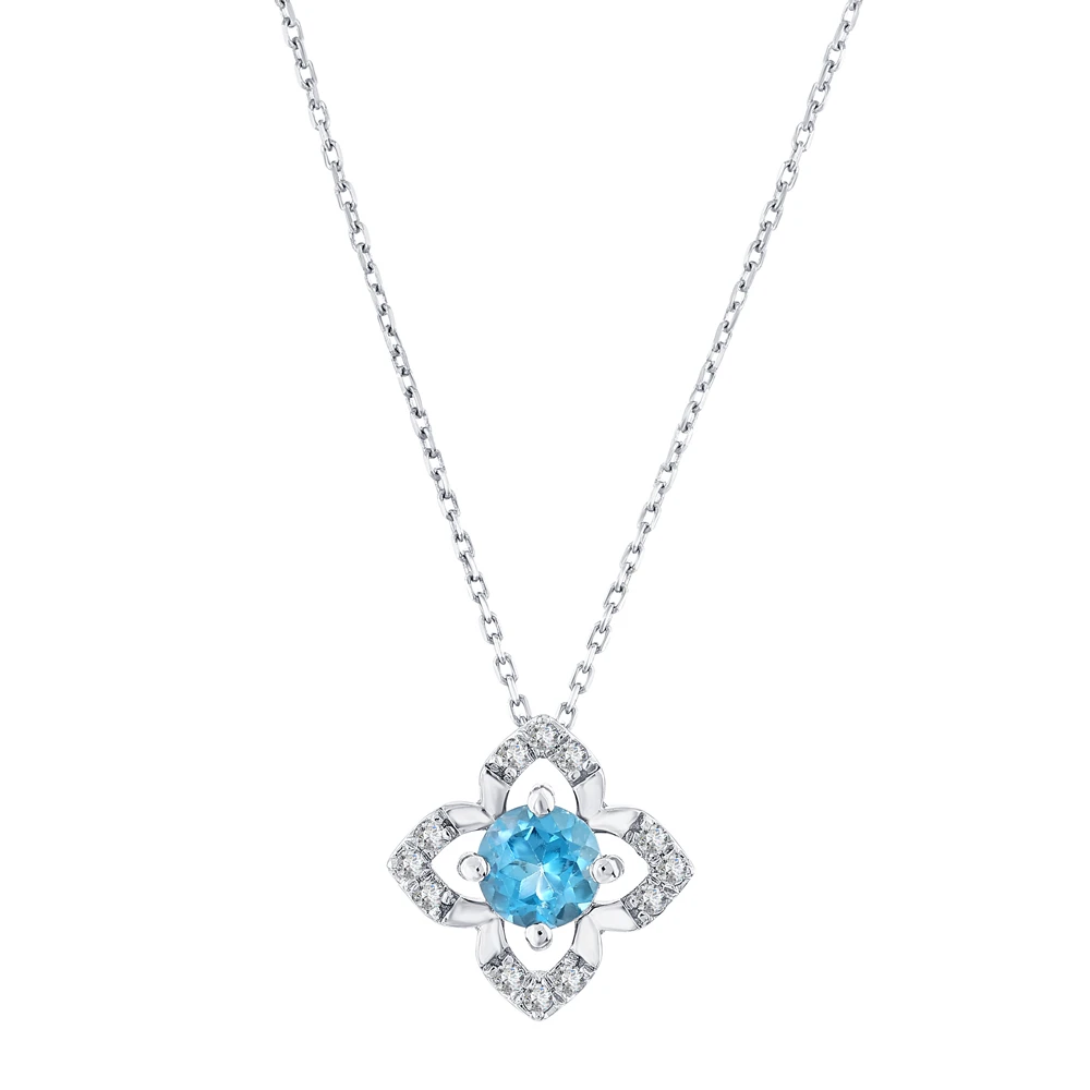 Yonca London Blue Topaz Pırlanta Kolye