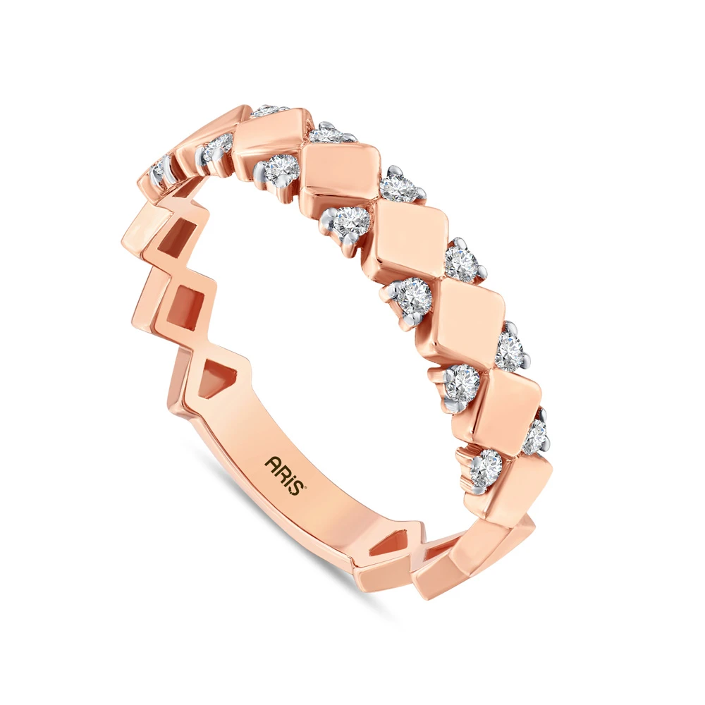 Pırlantalı Geometrik Tasarım Yüzük