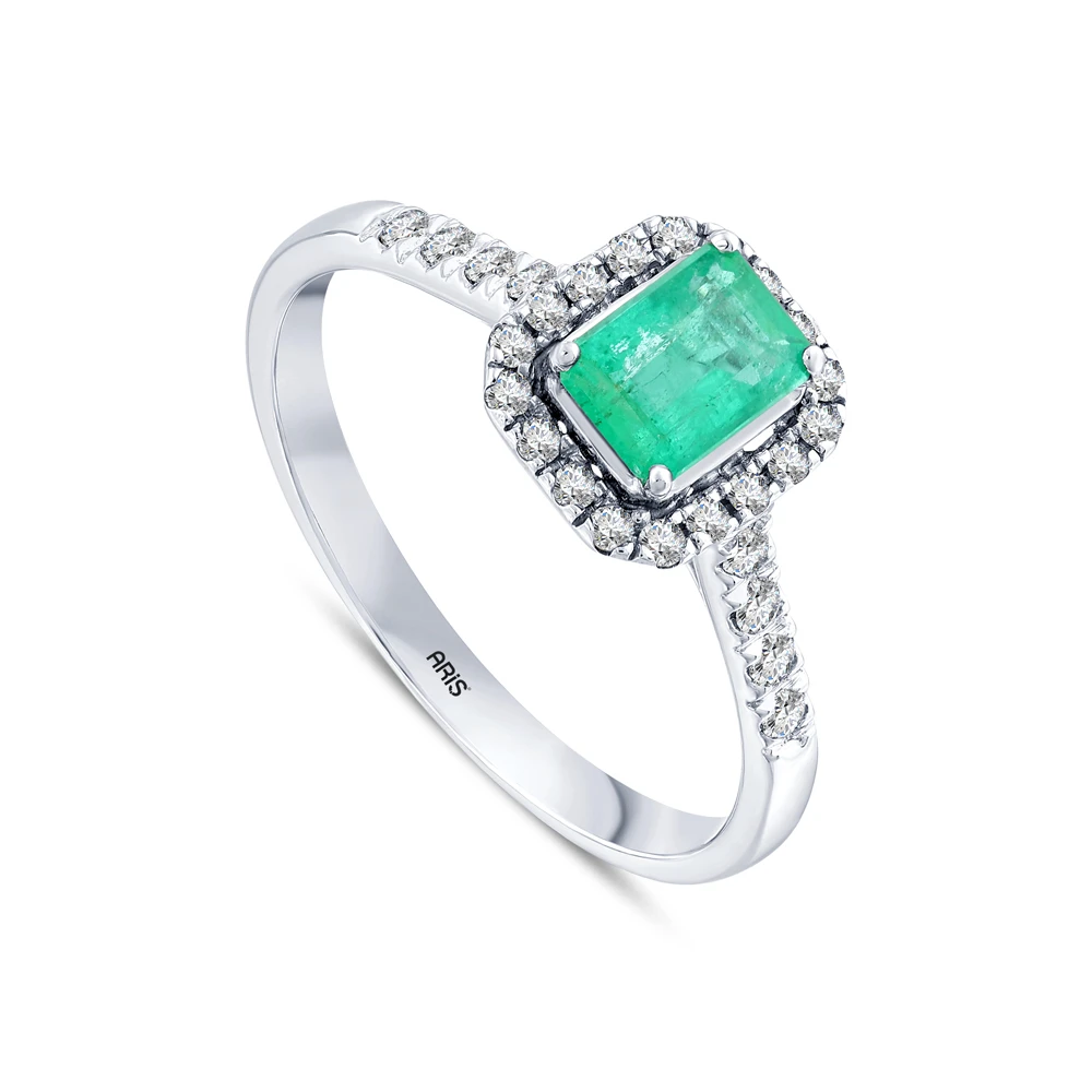 Zümrüt Kesim Pırlanta Yüzük