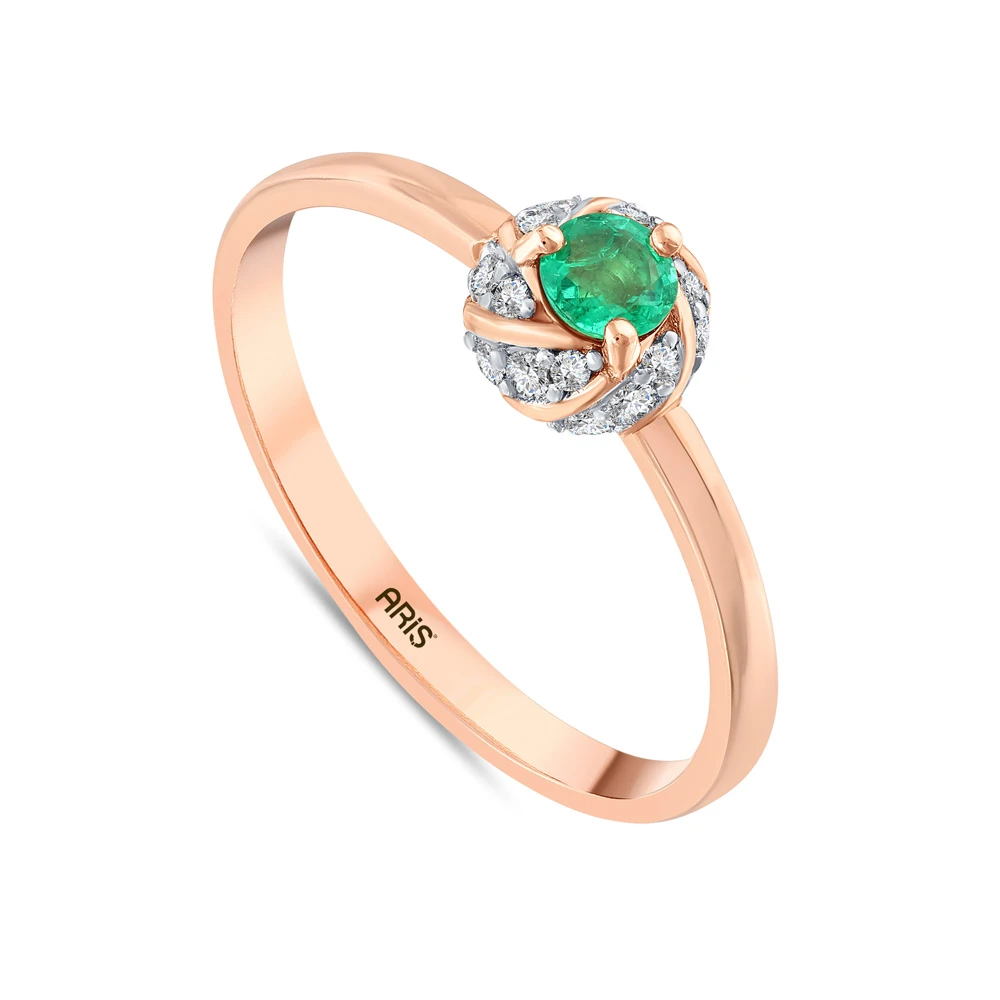  0.28 Karat Zümrüt Pırlanta Yüzük