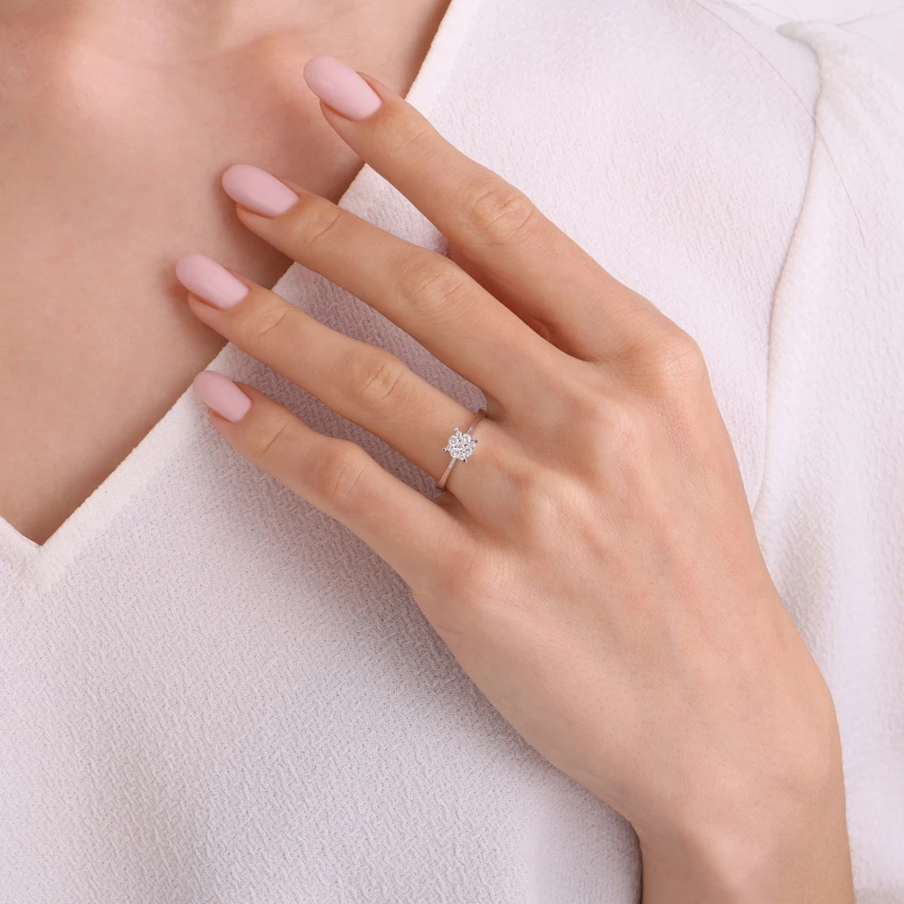 0.17 Karat Pırlanta Effect Tektaş Yüzük