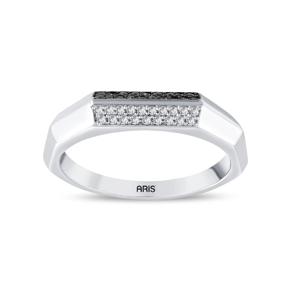 0.15 Karat Siyah Beyaz Pırlanta Yüzük