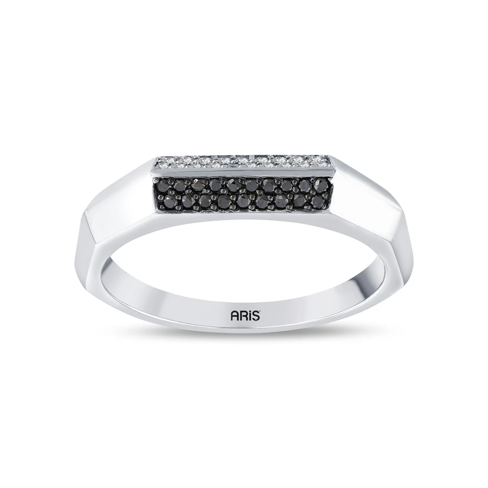 0.15 Karat Siyah Beyaz Pırlanta Yüzük