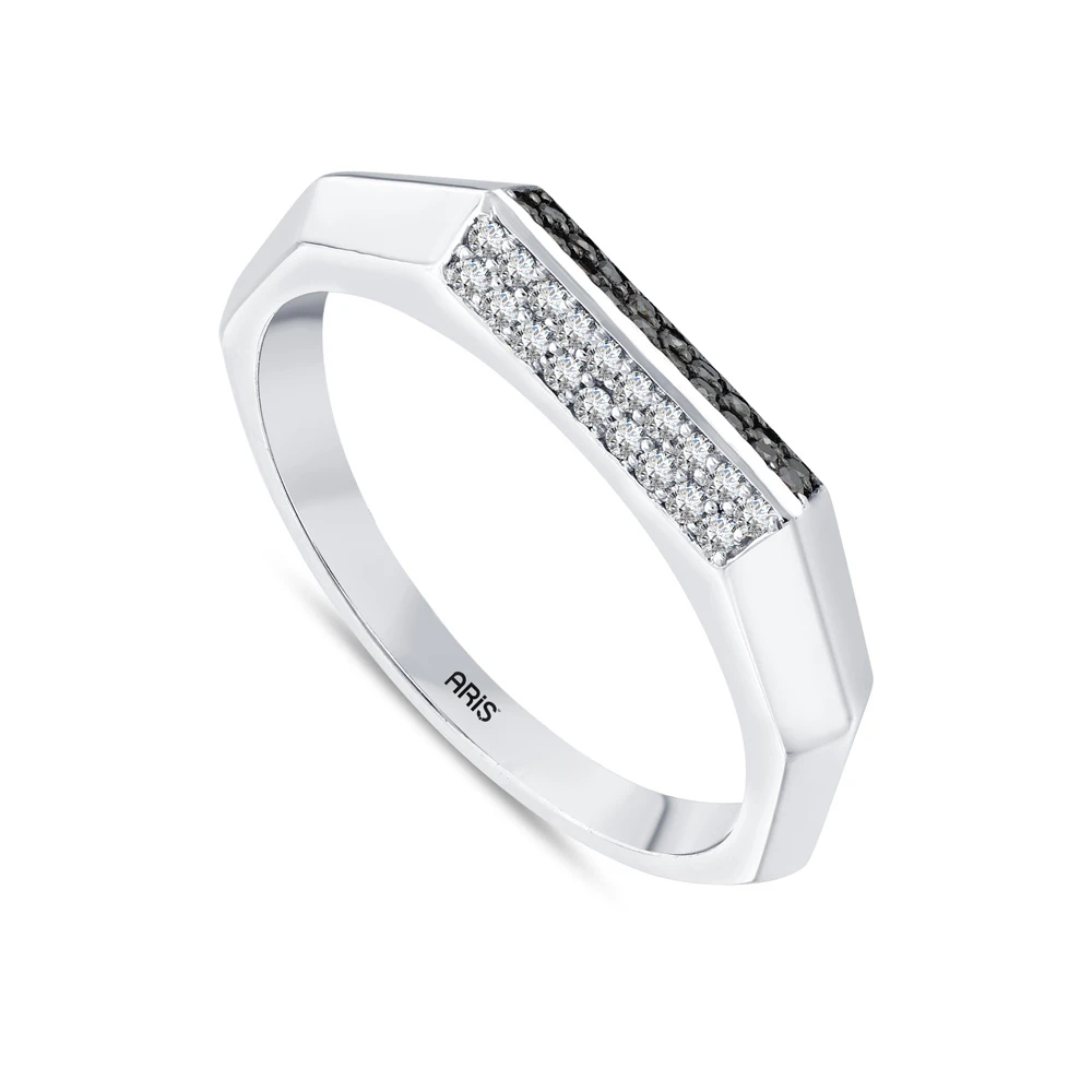 0.15 Karat Siyah Beyaz Pırlanta Yüzük