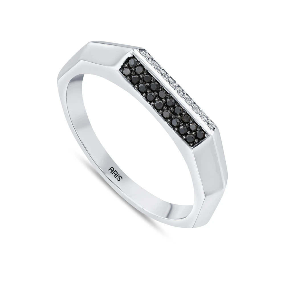 0.15 Karat Siyah Beyaz Pırlanta Yüzük