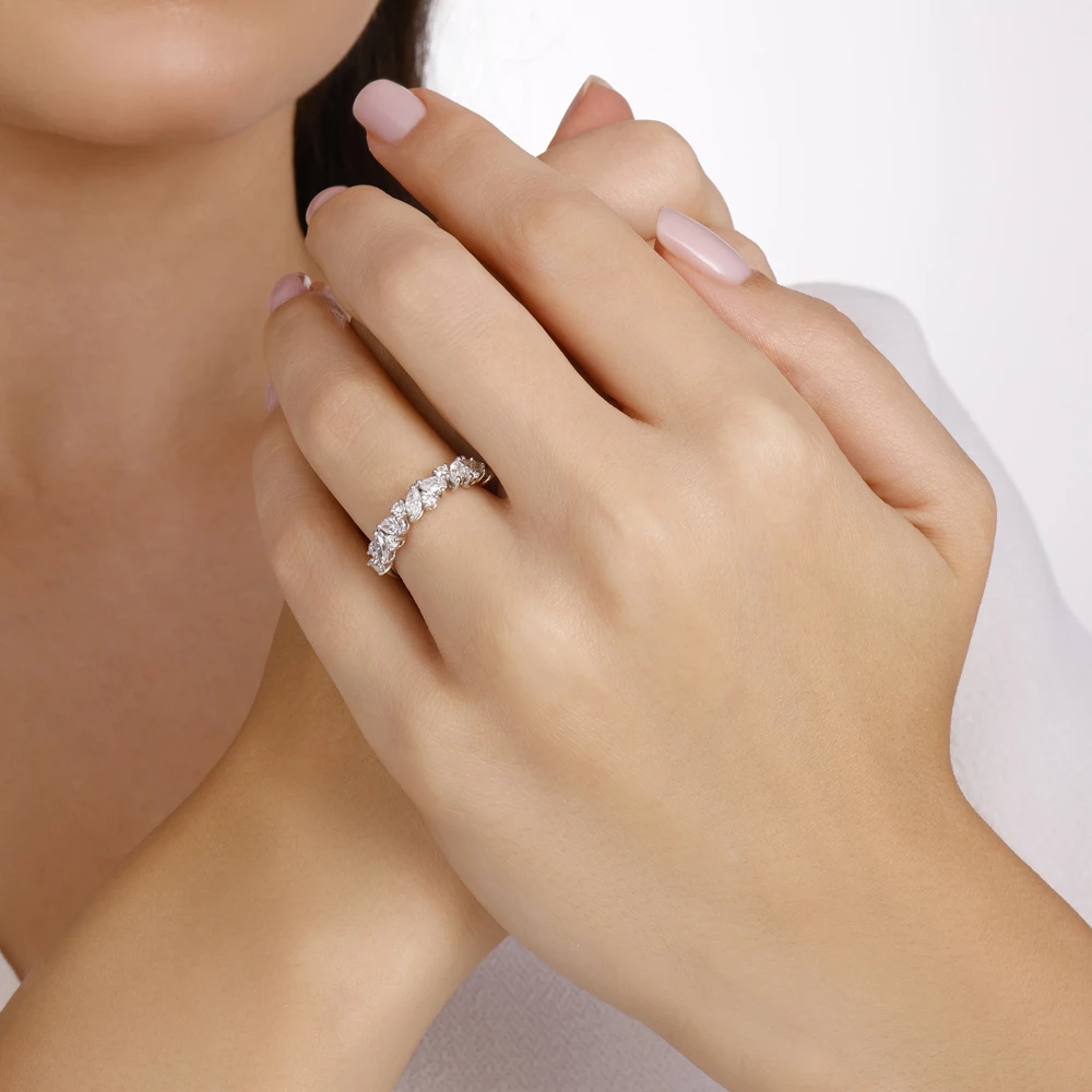 0.98 Karat Pırlanta Tasarım Yarımtur Yüzük