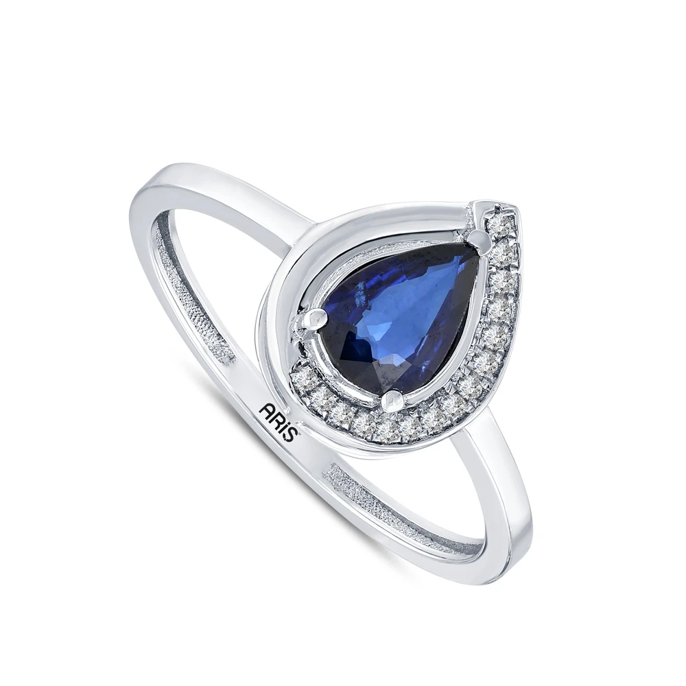 0.60 Karat Safir Damla Pırlanta Yüzük