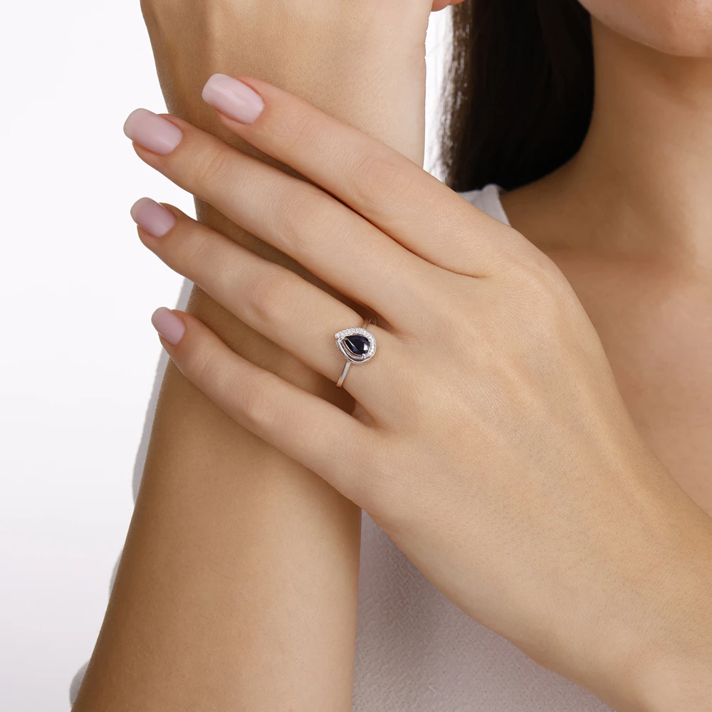 0.60 Karat Safir Damla Pırlanta Yüzük