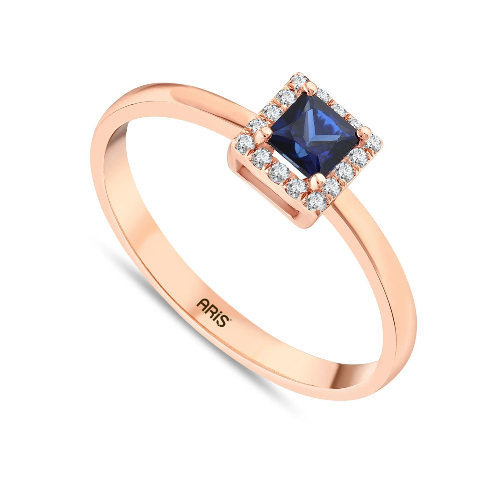 0.44 Karat Safir Prenses Kesim Pırlanta Yüzük