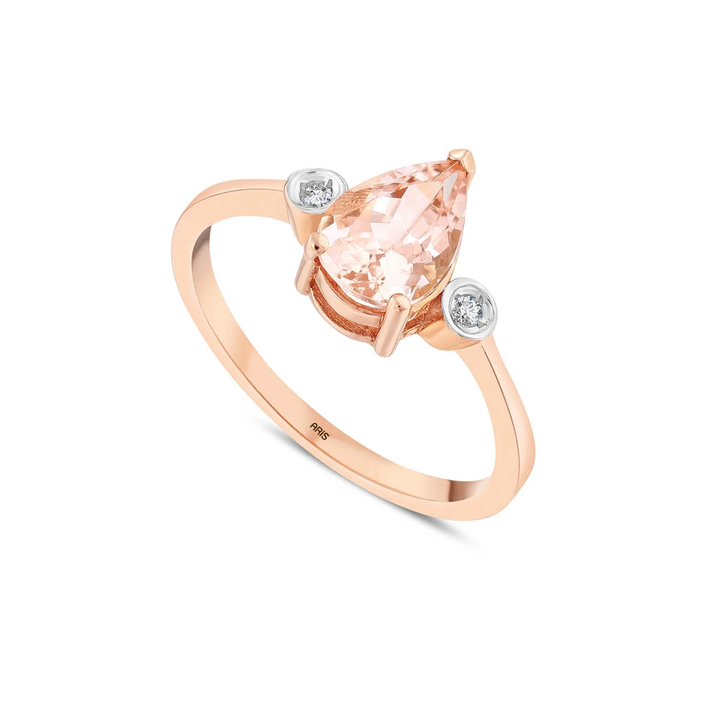 1.12 Karat Morganit Damla Kesim Yüzük