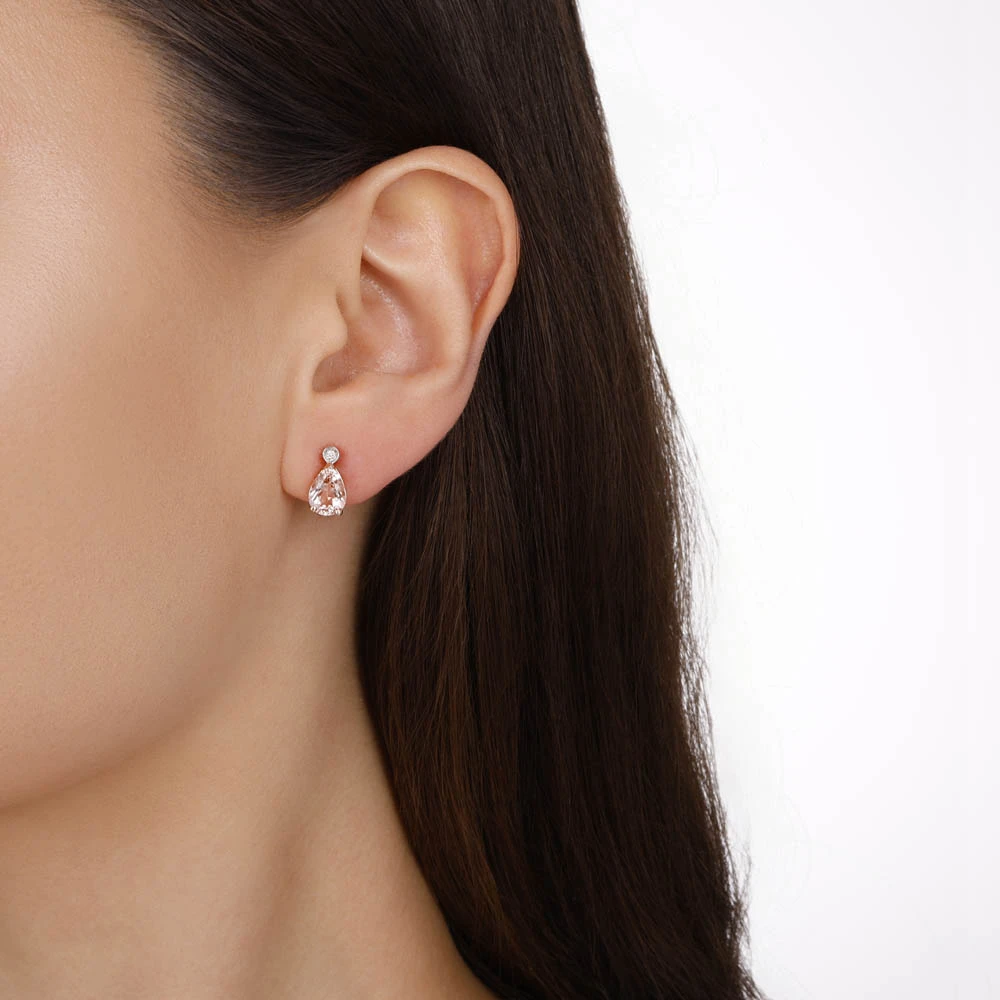 Damla Kesim Pırlanta Morganit Küpe 