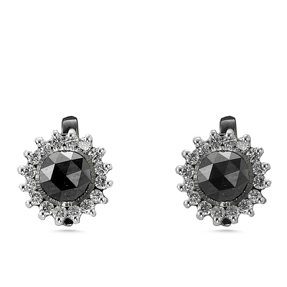 Siyah Pırlanta Gece Çiçeği Küpe