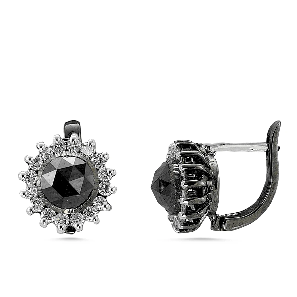 Siyah Pırlanta Gece Çiçeği Küpe