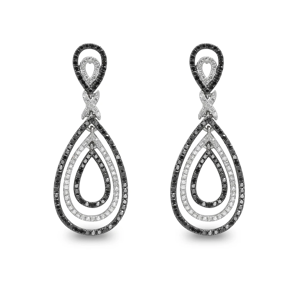 Damla Siyah Beyaz Pırlanta Küpe