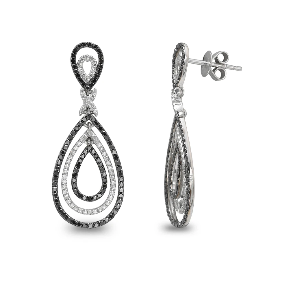 Damla Siyah Beyaz Pırlanta Küpe