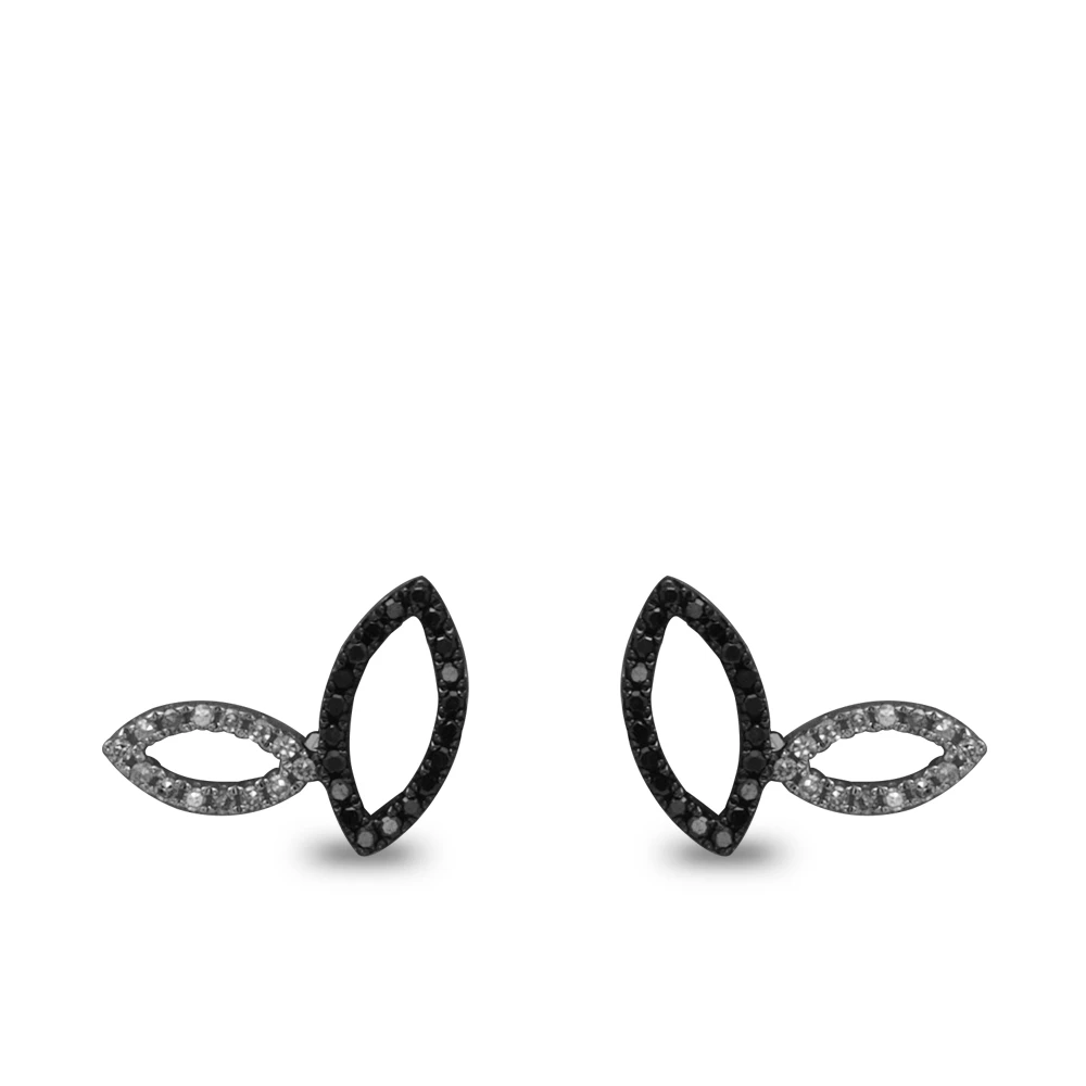 Siyah Beyaz Pırlanta Göz Küpe