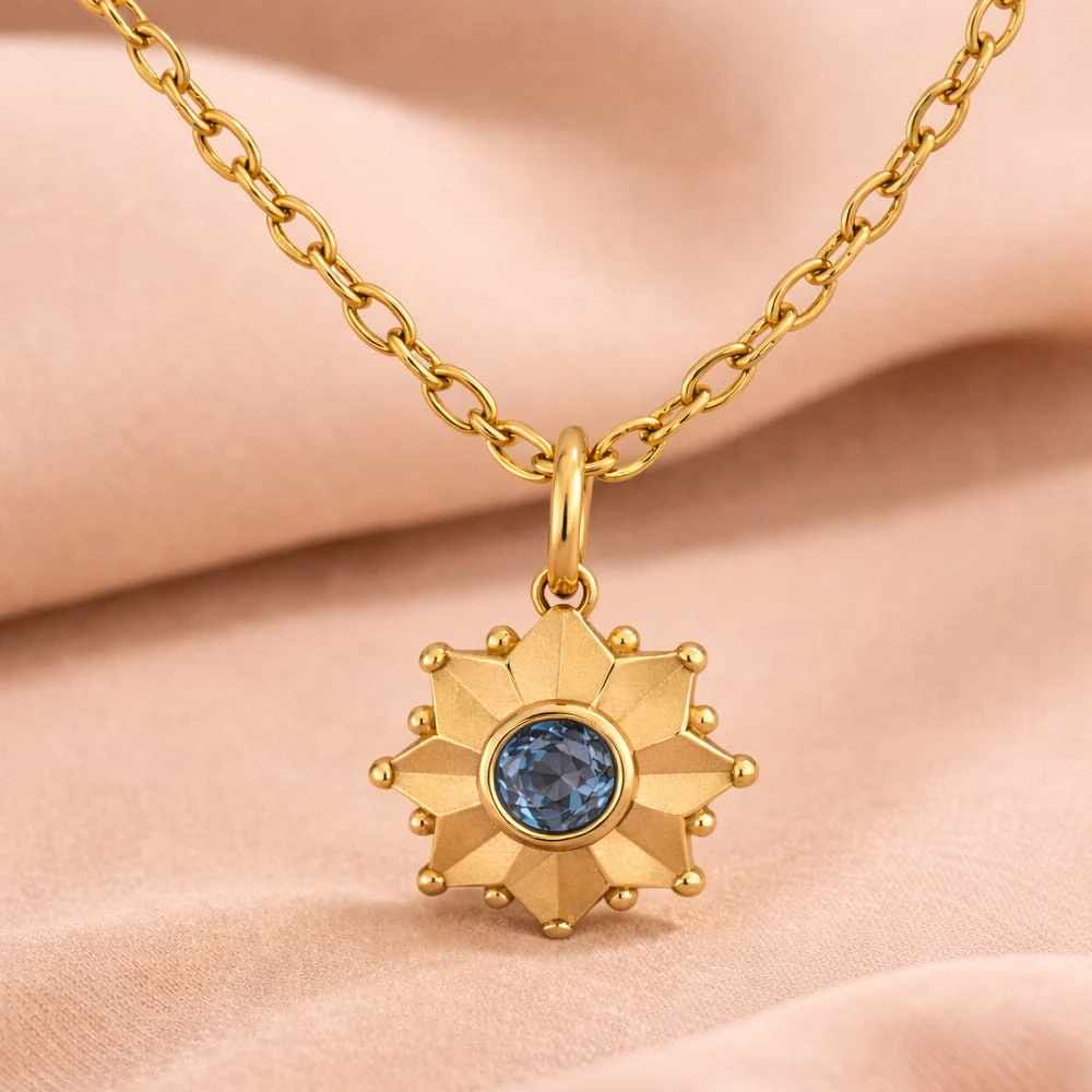 Gümüş London Blue Topaz Kaplama Kolye