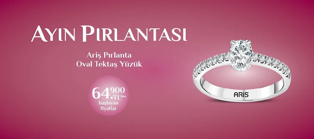 Ariş Ayın Pırlantası Oval Tektaş Yüzük