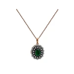 1.00 Karat Oval Zümrüt Elmas Kolye 