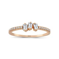 Rose Gold Altın Baget Tria Yüzük