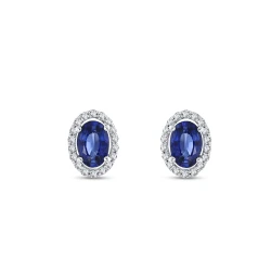 1.22 Karat Safir Oval Pırlanta Küpe