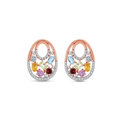 Renkli Taşlı Pırlanta Küpe