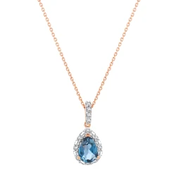 Londan Blue Topaz Damla Pırlanta Kolye